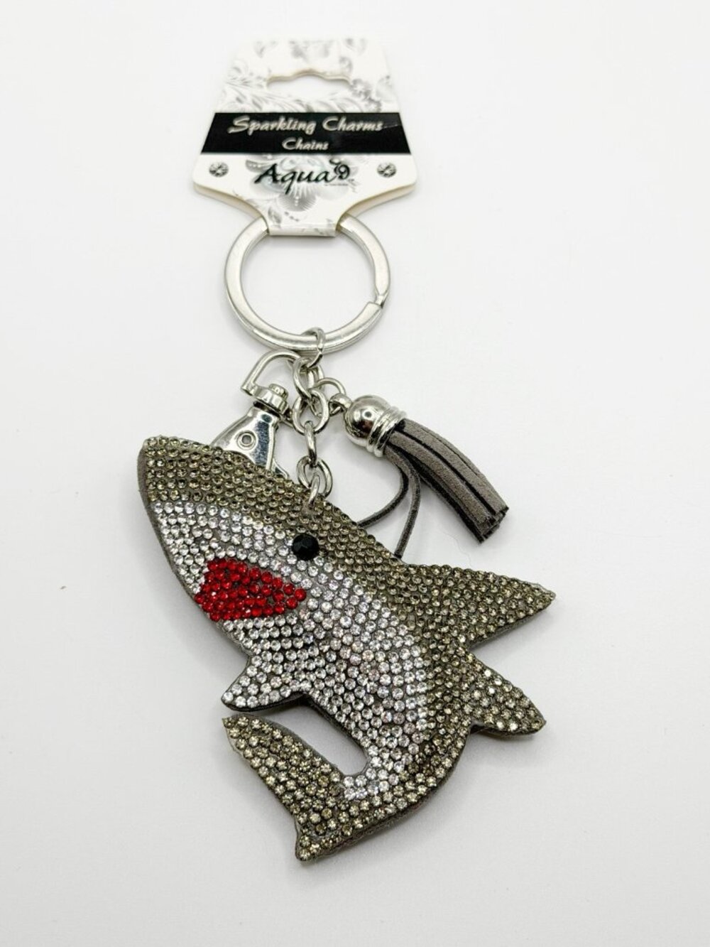 SPARKLING RHINESTONES CHARM WITH TASSEL - SHARK SAN DIEGO‎